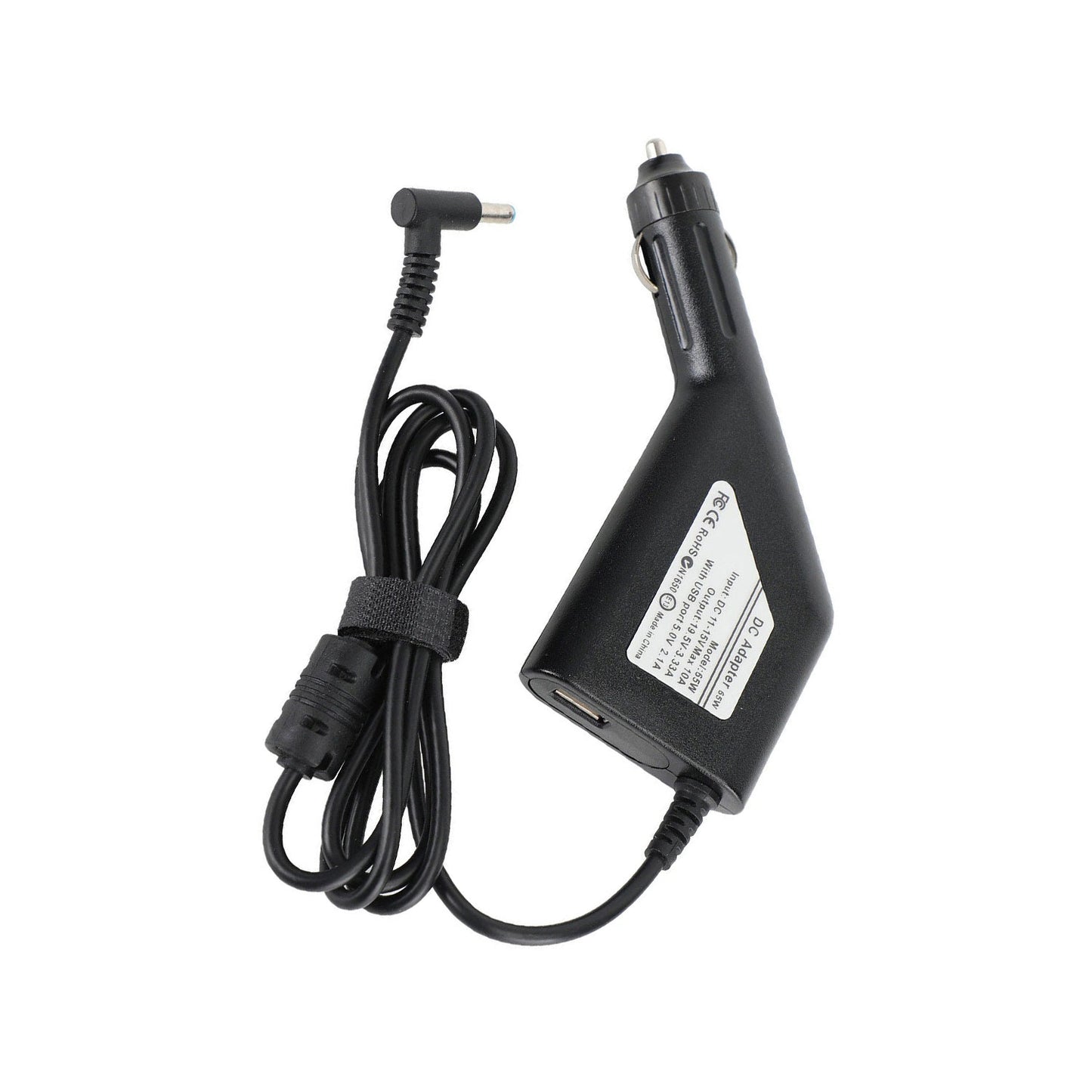 65W HP Laptop Car Charger 4.5×3.0mm Blue Pin with USB Port for HP Laptop