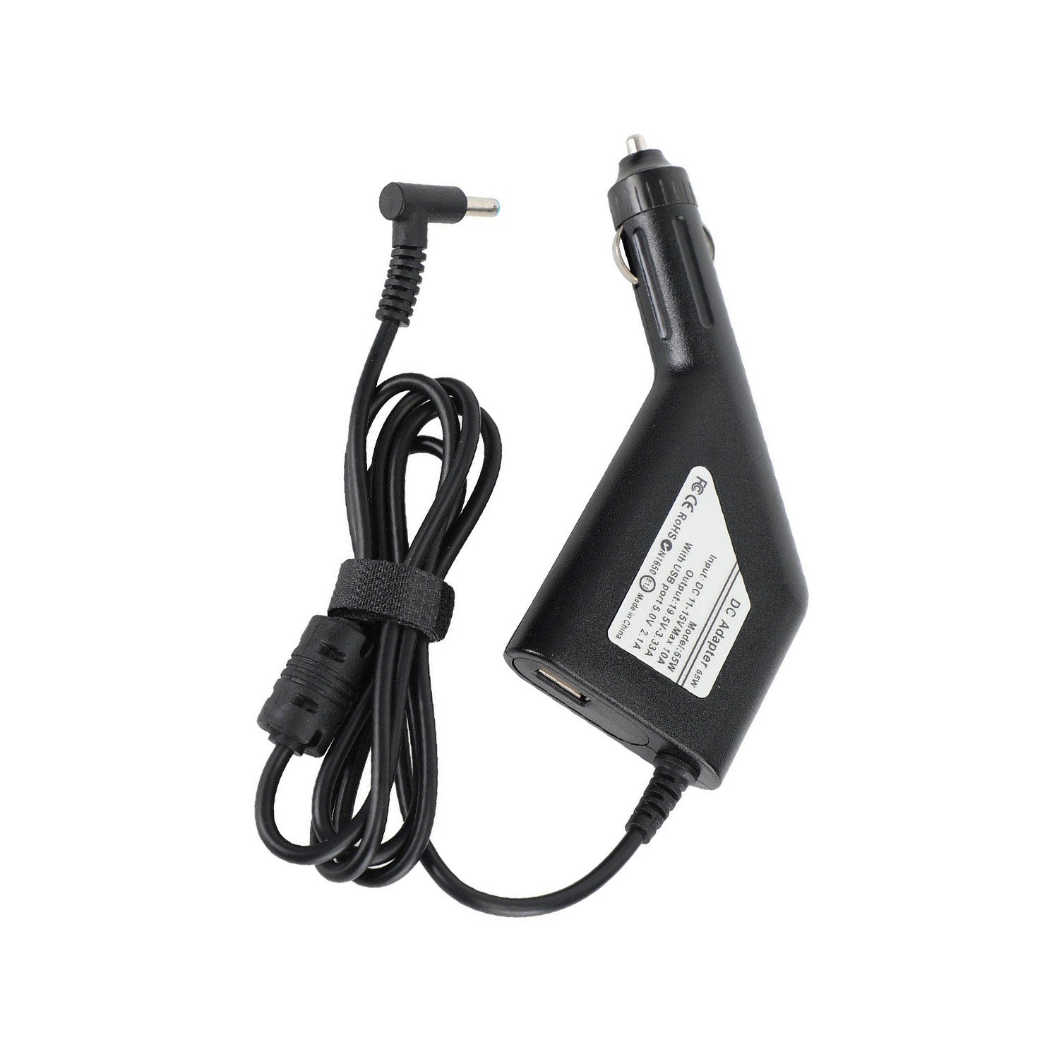 65W HP Laptop Car Charger 4.5×3.0mm Blue Pin with USB Port for HP Laptop