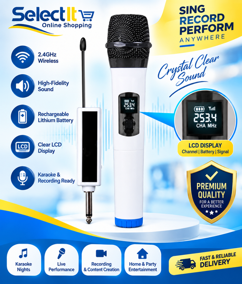 Microphone Wireless Microphone Professional High-fidelity Microphones Recording Karaoke Dynamic Handheld Mic Lithium Battery Receiver, White Handheld Microphone TTDM14