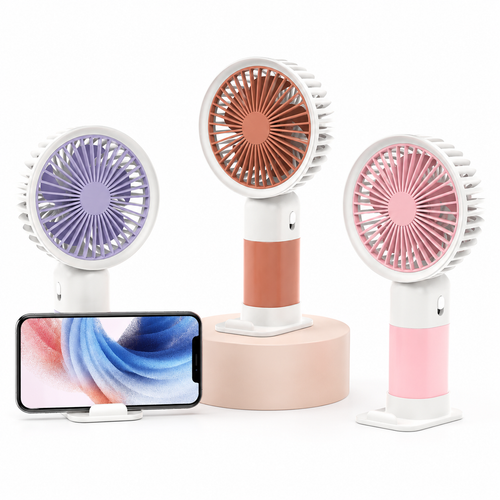 Portable Handheld Mini Fan with Phone Holder Stand USB Rechargeable Desktop Cooling Fan