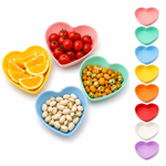 8-Piece Colorful Plastic Snack Plate Set | Microwave Safe Round, Square & Heart Serving Plate heart