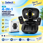 J23 Dual Wireless Lavalier Microphone – 2 Mic Set for Interviews & Vlogging - for iPhone & Android – AI Noise Cancellation with Charging Case
