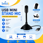 USB Mini Stand Microphone for PC & Mac – Plug & Play Noise Reduction Mic