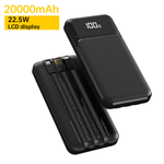 ASPOR A316 Power Bank 20000mAh black with built-in cables and 22.5W fast charging