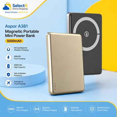 Aspor A381 Magnetic Portable Mini 5000mAh Wireless Power Bank 20W PD Fast Charging
