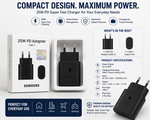 Samsung 25W PD Super Fast Charger USB-C Adapter EU Pin for Galaxy S24, S23, S22 & Type-C Devices