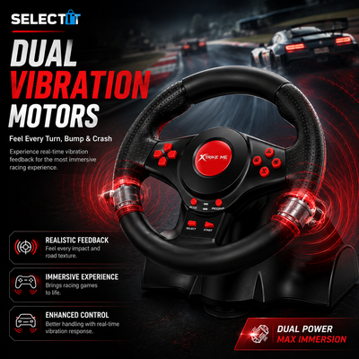 XTRIKE ME GP-903 USB Gaming Racing Wheel with Dual Vibration & 180° Steering