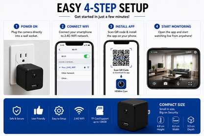 Smart WiFi Camera Charger 1080P HD with Mobile App Access