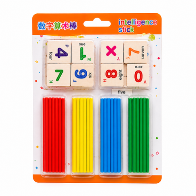 Math Learning Educational Toy for Kids | Wooden Montessori Counting Sticks & Number Cards