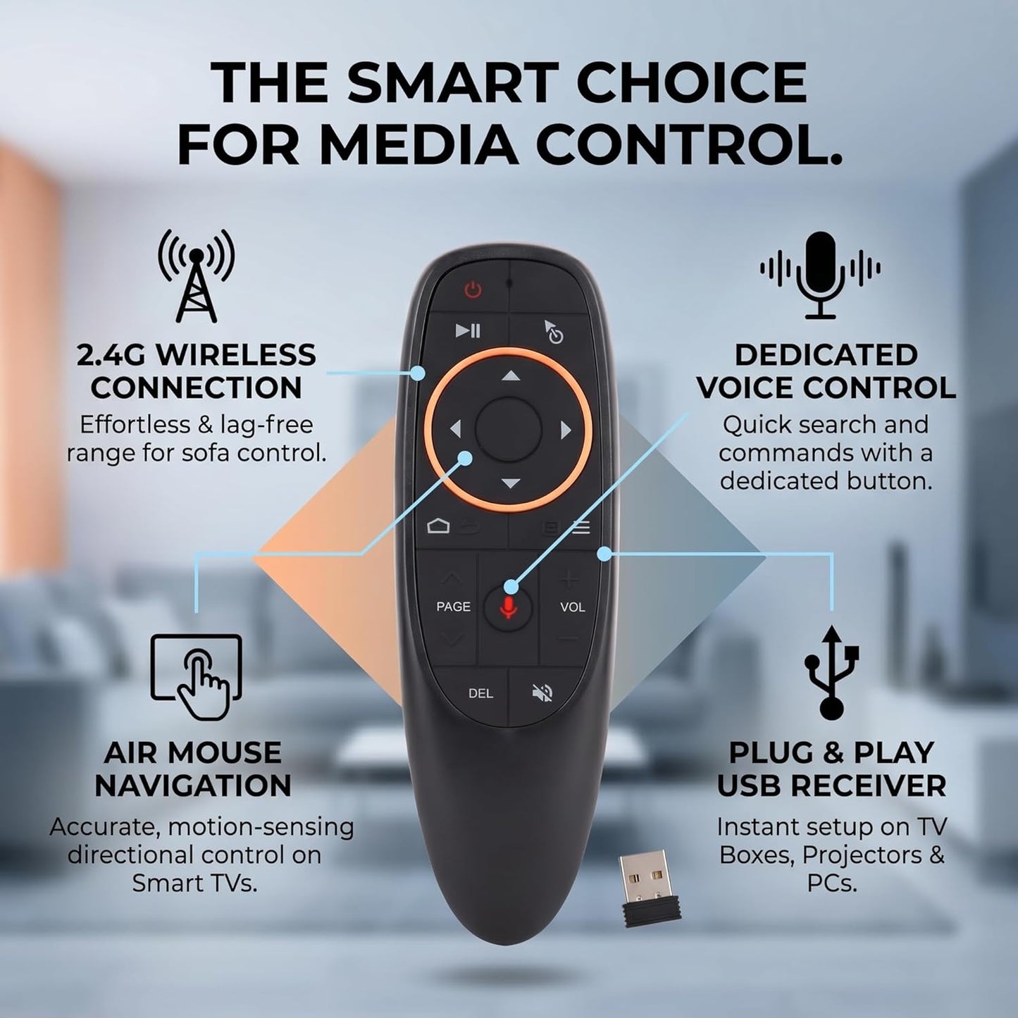 G10S wireless air mouse remote control with voice command for Smart TV Android TV box PC and laptop gaming and media control