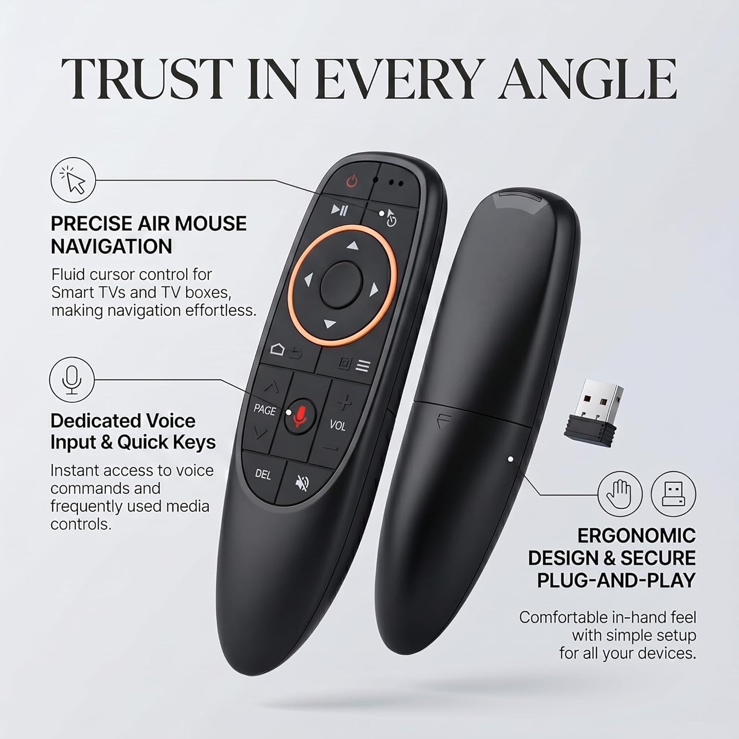 G10S wireless air mouse remote control with voice command for Smart TV Android TV box PC and laptop gaming and media control