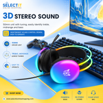Gaming Headset with Microphone | 3.5mm Stereo Surround Over-Ear Headphones – Black