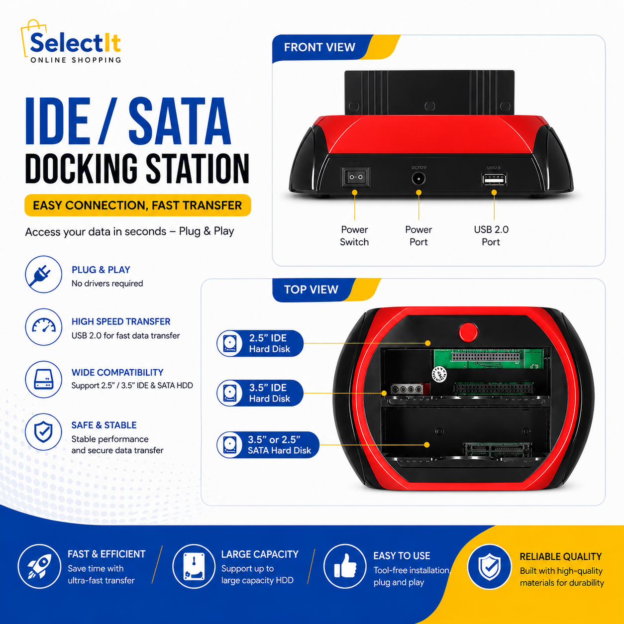 HDD Dock, SATA HDD Adapter, External HDD Docking Station, Hard Drive Data Transfer,