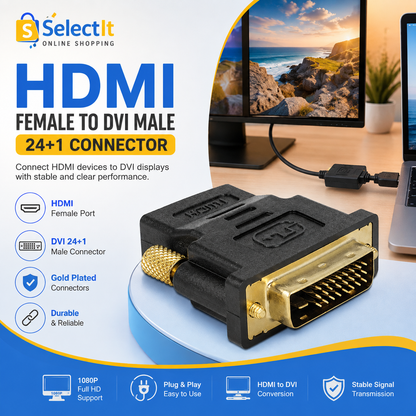 HDMI to DVI male 24+1 display adapter
