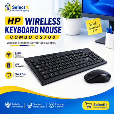 HP Wireless Keyboard Mouse Combo CS700 (High Copy) Comfortable Typing Auto Sleep Funtion