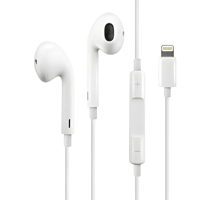 In-ear wired earphones with Lightning 8 Pin connector and microphone compatible with iPhone 14 13 12 11 and iPhone X