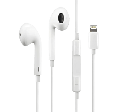 In-ear wired earphones with Lightning 8 Pin connector and microphone compatible with iPhone 14 13 12 11 and iPhone X