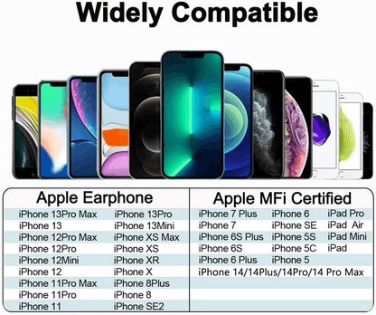 In-ear wired earphones with Lightning 8 Pin connector and microphone compatible with iPhone 14 13 12 11 and iPhone X