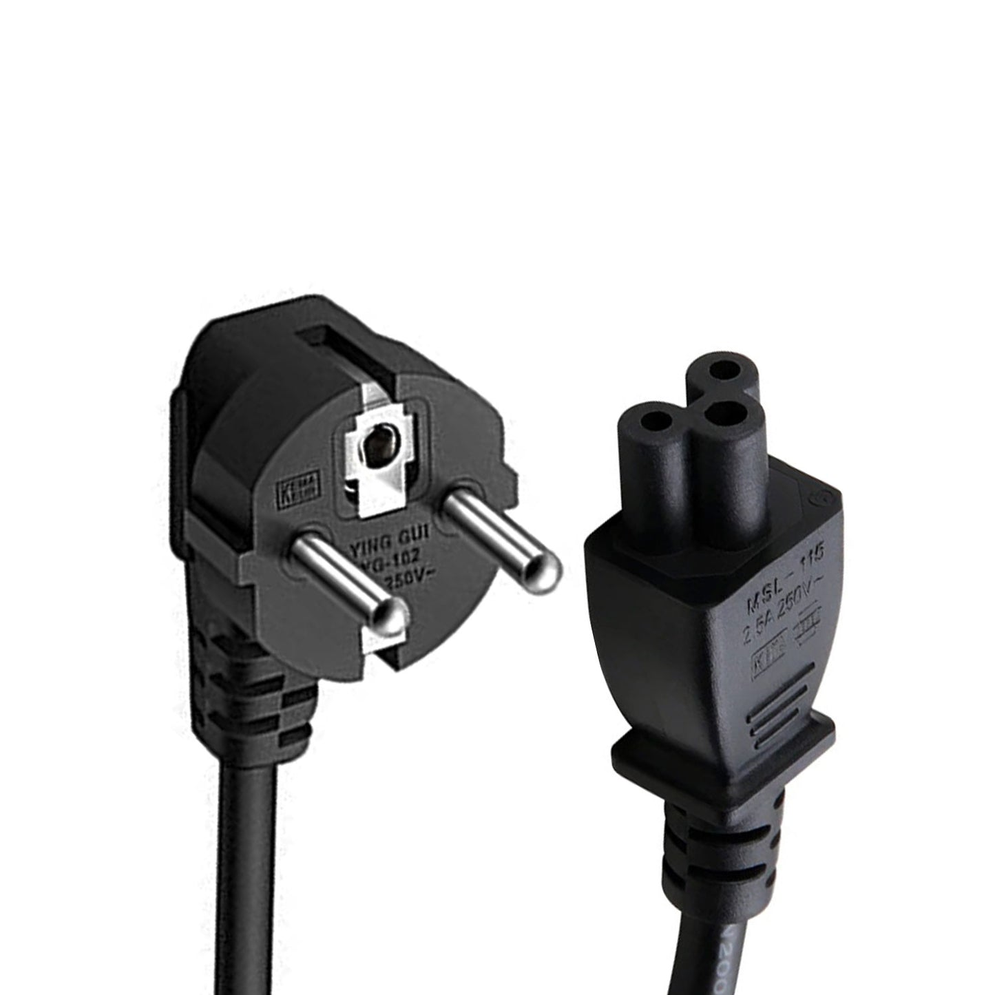 Black electrical plug and socket on a white background