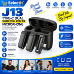 J13 dual wireless lapel microphone for video recording and vlogging