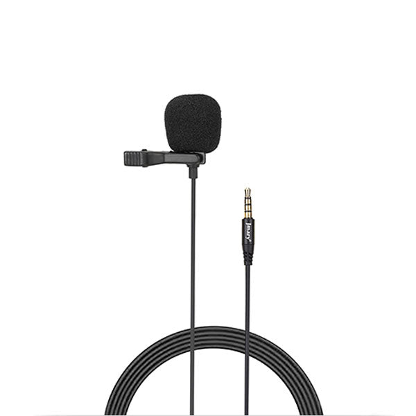 JMARRY MC-R1 3.5mm professional lavalier microphone with clip and foam windshield for clear voice recording on mobile, camera, and laptop