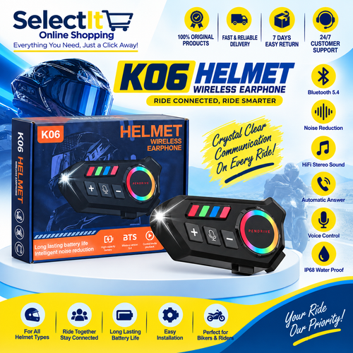Motorcycle Helmet RGB Speakers, Helmet Intercom Headset with HiFi Stereo, Noise Reduction Microphone, Automatic Answer, Voice Control, IP68 Water Proof K06 - Microphone Motorcycle Earphone