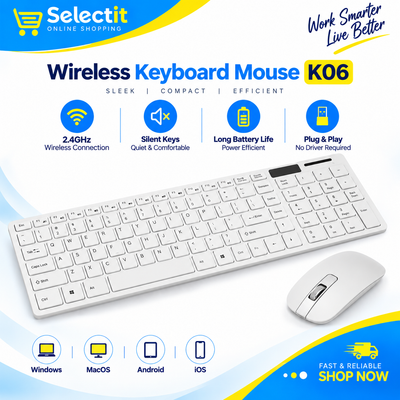 Wireless Keyboard & Mouse K06 | Wireless Keyboard Mouse Combo for PC & Laptop
