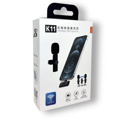 K11 2-in-1 Collar Wireless Microphone for iPhone, Android & Type-C Supported