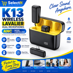 K13 dual wireless lapel microphone with noise cancellation