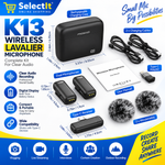 K13 wireless lavalier microphones for YouTube TikTok and interviews