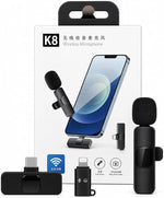 Wireless lavalier microphone with USB Type-C receiver and clip-on design for clear audio recording and live streaming