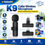 K9 wireless lapel microphone with Type-C and Lightning support