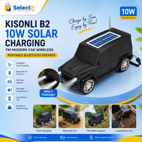 Kisonli B2 10w Portable Bluetooth Speaker Solar Charging FM Modern Car Wireless