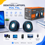 Kisonli V350 USB 2.0 mini stereo speakers with deep bass and compact design for home theater and PC use