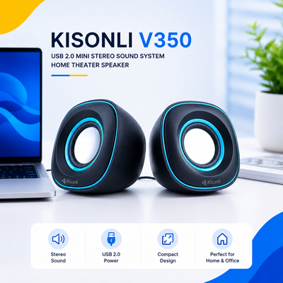 Kisonli V350 High Quality USB 2.0 Mini Stereo Sound System Home Theater Speaker Deep Bass