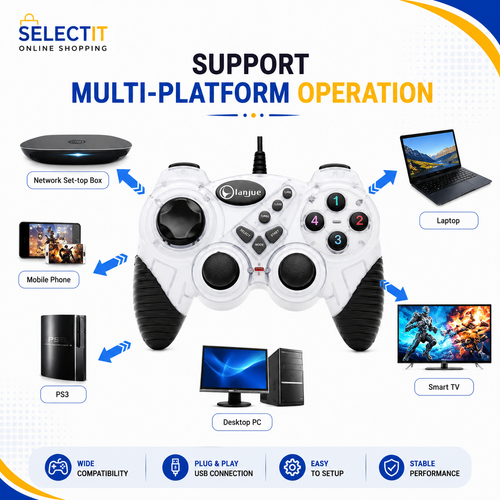 USB L4000 Double Shock USB Game Controller | Dual Vibration Wired Gamepad for PC