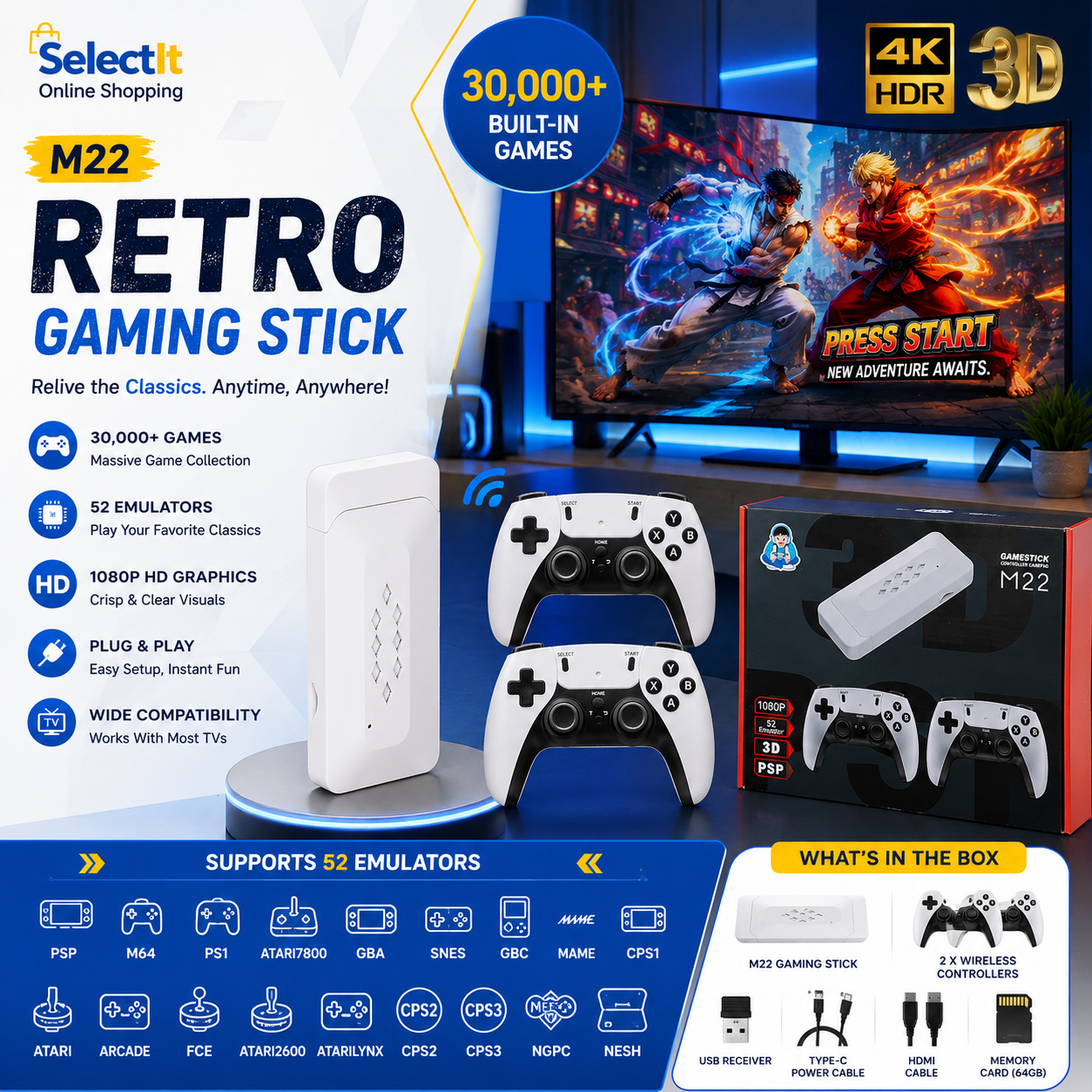 M22 Gaming Stick, M22 64GB Gaming Stick, M22 Retro Gaming Stick,