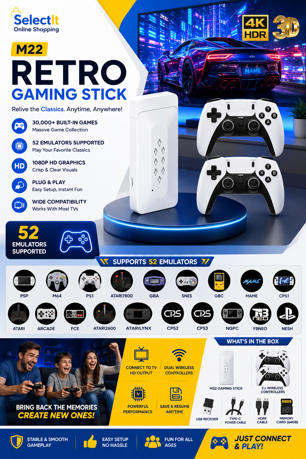 M22 retro game stick 30000 plus games 1080P HD