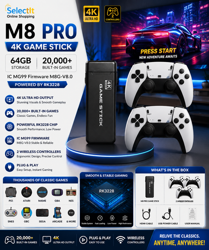 M8 Pro 64GB 4K retro gaming stick with 20000 games
