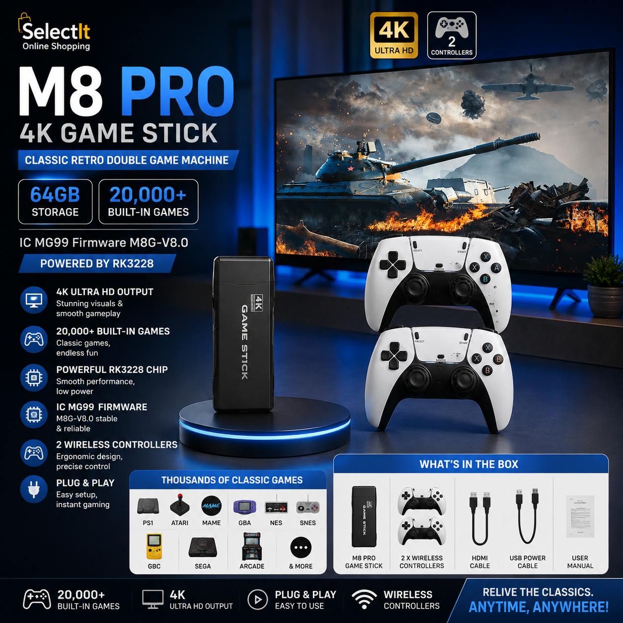 M8 Pro 64GB retro game console with 4K output
