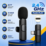 K8 Wireless Lavalier Microphone with USB Type-C receiver and clip-on design for clear audio recording