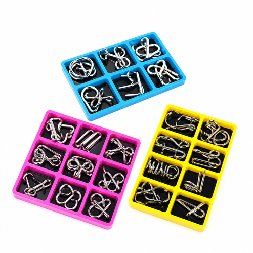 Montessori IQ Brain Teaser Puzzle Set 8PCS Metal | Mind Games for Kids & Adults