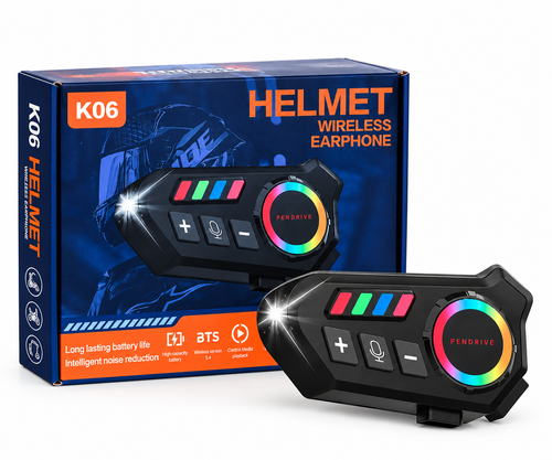 Motorcycle Helmet RGB Speakers, Helmet Intercom Headset with HiFi Stereo, Noise Reduction Microphone, Automatic Answer, Voice Control, IP68 Water Proof K06 - Microphone Motorcycle Earphone