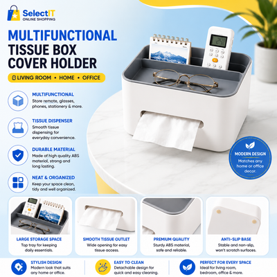 Multifunctional Square Tissue Box Cover Holder | Living Room & Office Tissue Storage Organizer