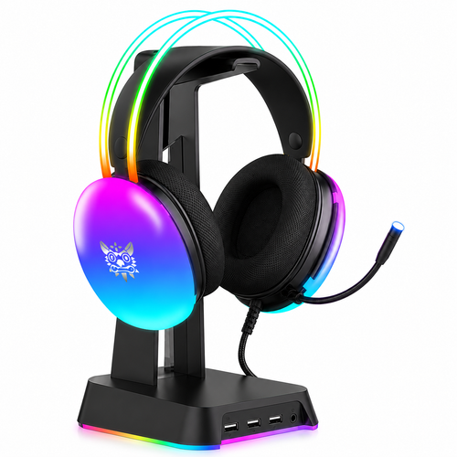 ONIKUMA X25 Pro RGB Gaming Headset with Microphone | 3.5mm Stereo Surround Over-Ear Headphones – Black