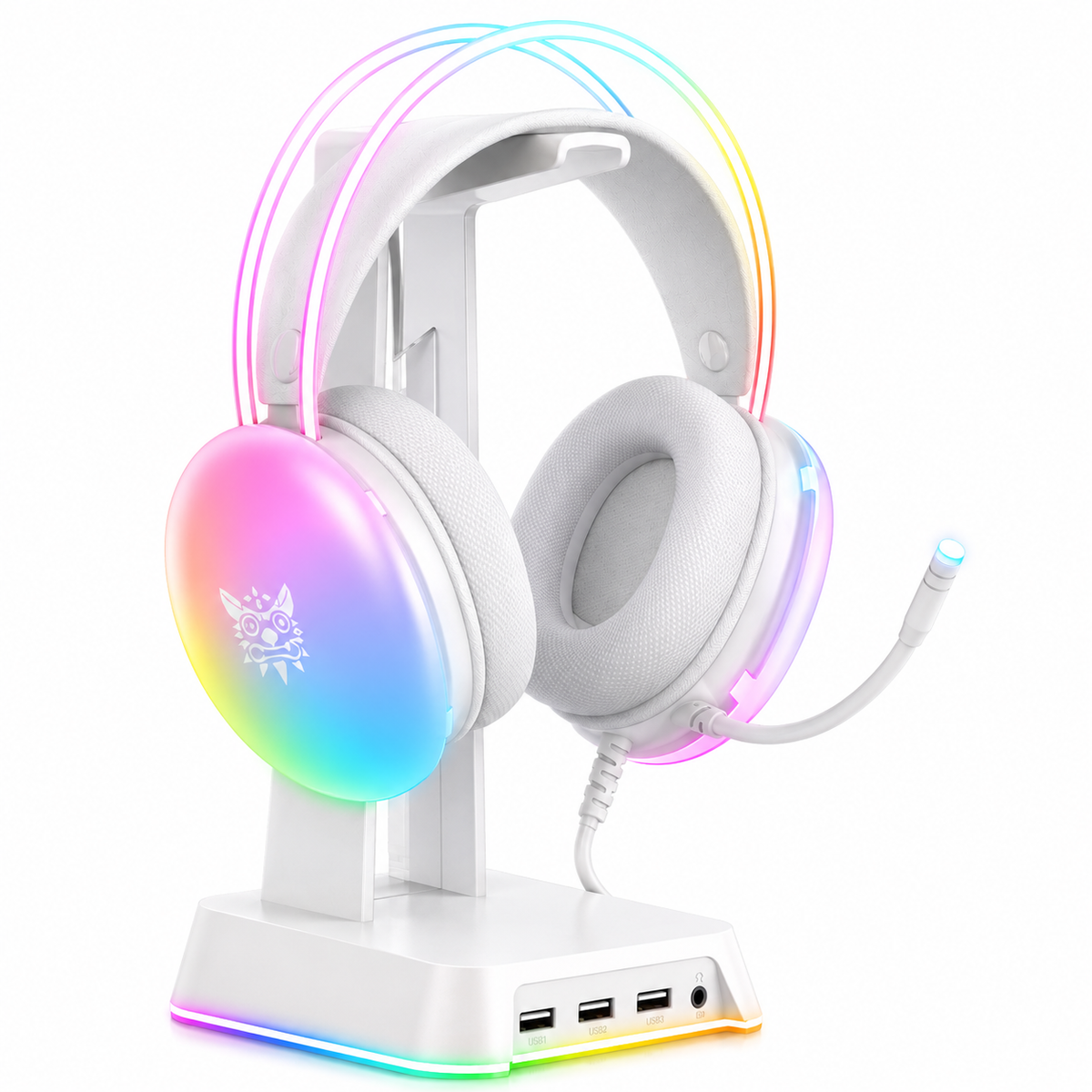 ONIKUMA X25 Pro White RGB Gaming Headset with Stereo Surround Sound and Noise-Reduction Microphone