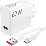 Original Xiaomi 67W Turbo Charger EU GaN fast charging adapter with 5A USB cable for Xiaomi, Redmi, Poco, and Mi smartphones