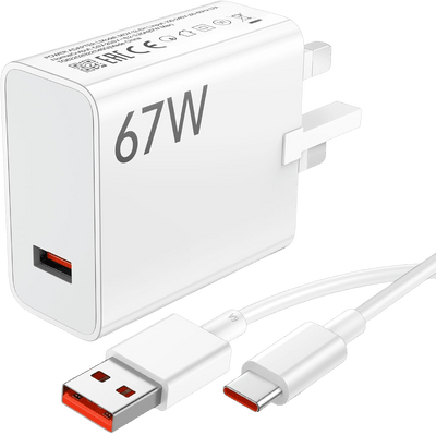 Original Xiaomi 67W Turbo Charger EU GaN Fast Charging Adapter with 5A USB Cable for Redmi, Poco & Mi Smartphones