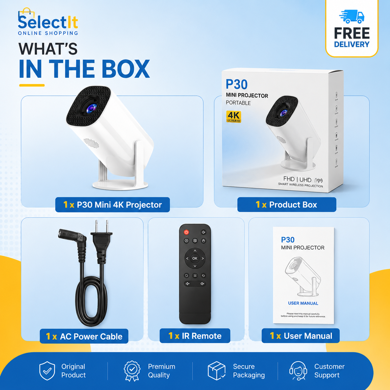 P30 Mini Smart Projector Android 11 HD Projector