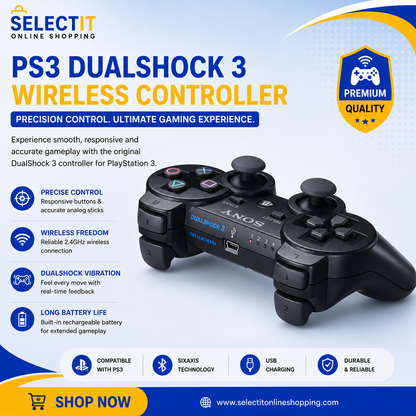 PS3 Controller, DualShock 3, PS3 Wireless Controller, Bluetooth Gamepad